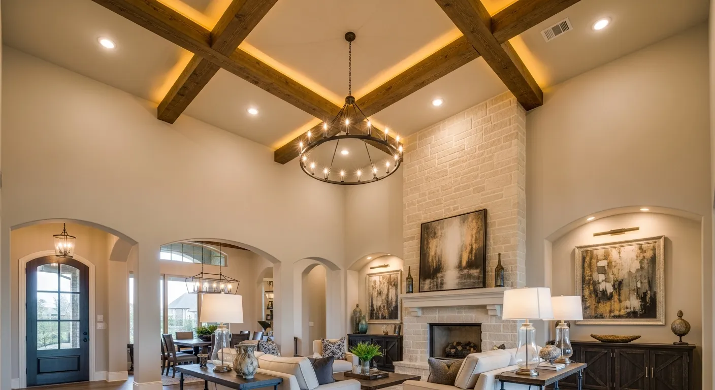 Great-room chandelier & cove — Frisco, TX