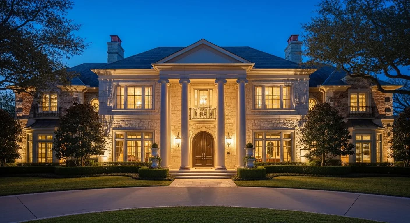 Estate façade uplighting — Highland Park, TX